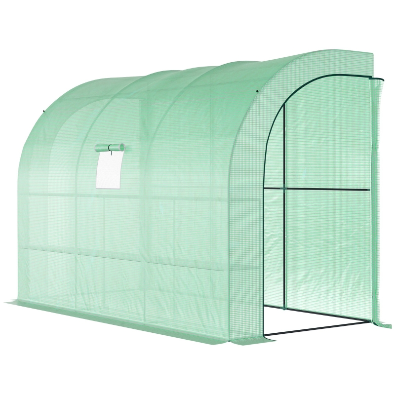Best Walk-In Lean to Greenhouse with Windows and Zippered Doors, 2 Tiers 6 Wired Shelves 300L x 150W x 213Hcm Green - Image 12