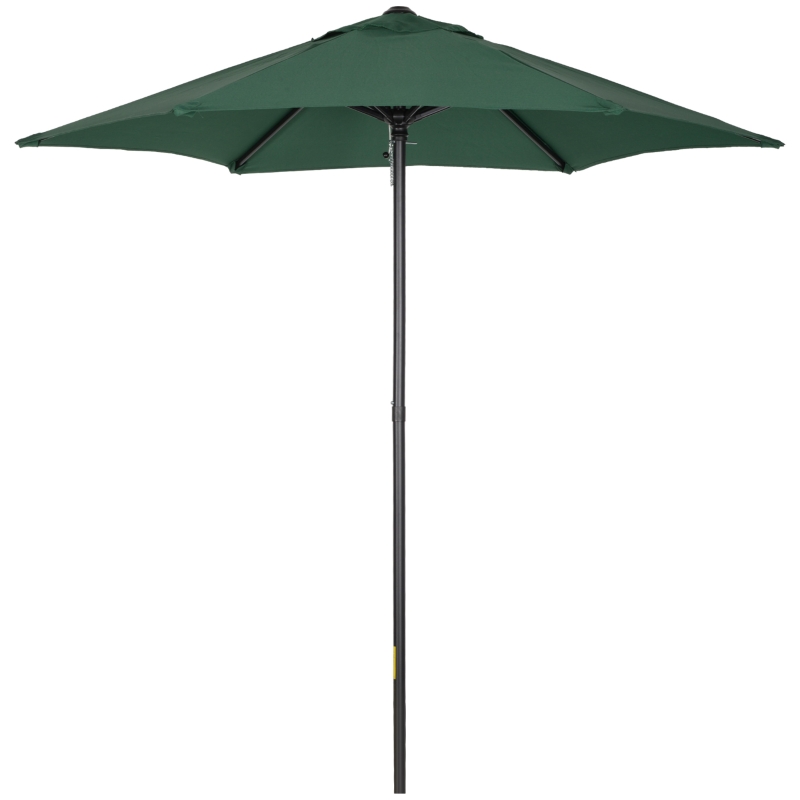 Best 2m Garden Parasol Umbrella, Outdoor Sun Shade with 6 Sturdy Ribs for Balcony, Bench, Garden, Green