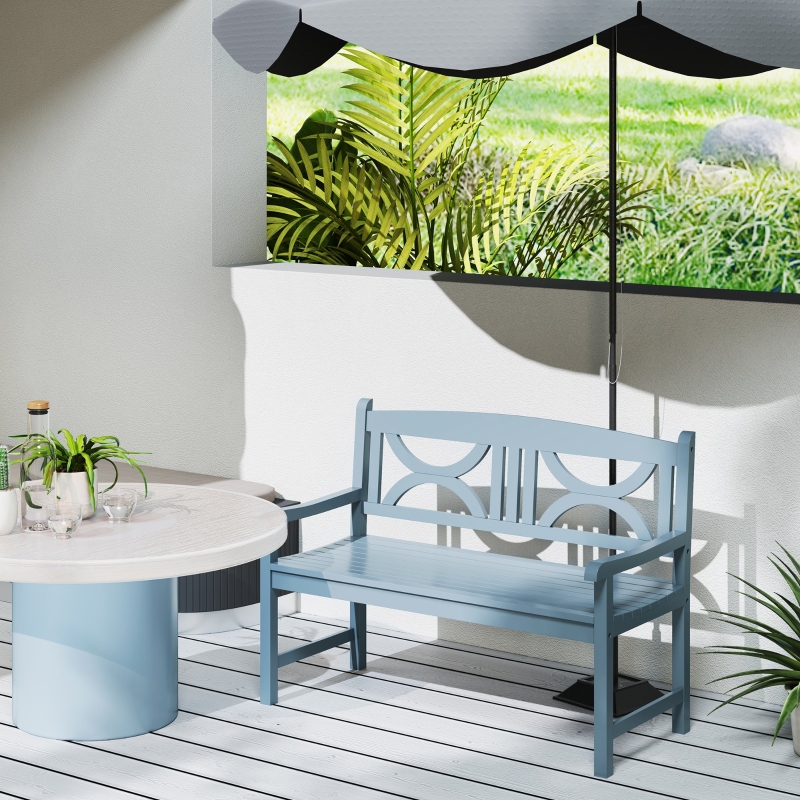 Best 2-Seater Wooden Garden Bench Outdoor Patio Loveseat for Porch, Grey - Image 10