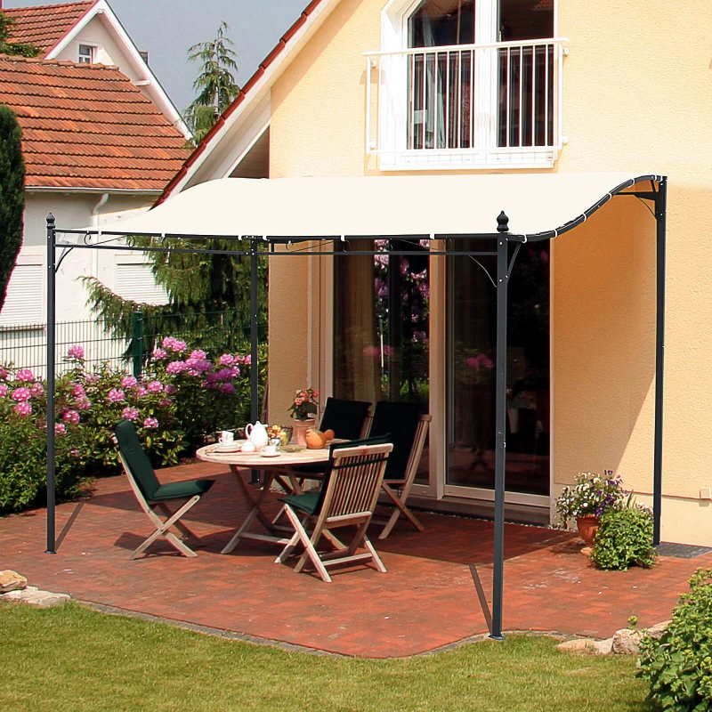 Best 3x3 m Wall Mounted Garden Porch-Black/Cream White - Image 2