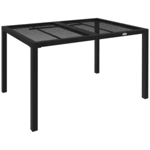 Best Four-Seater Steel Garden Table, with Wired Top - Grey