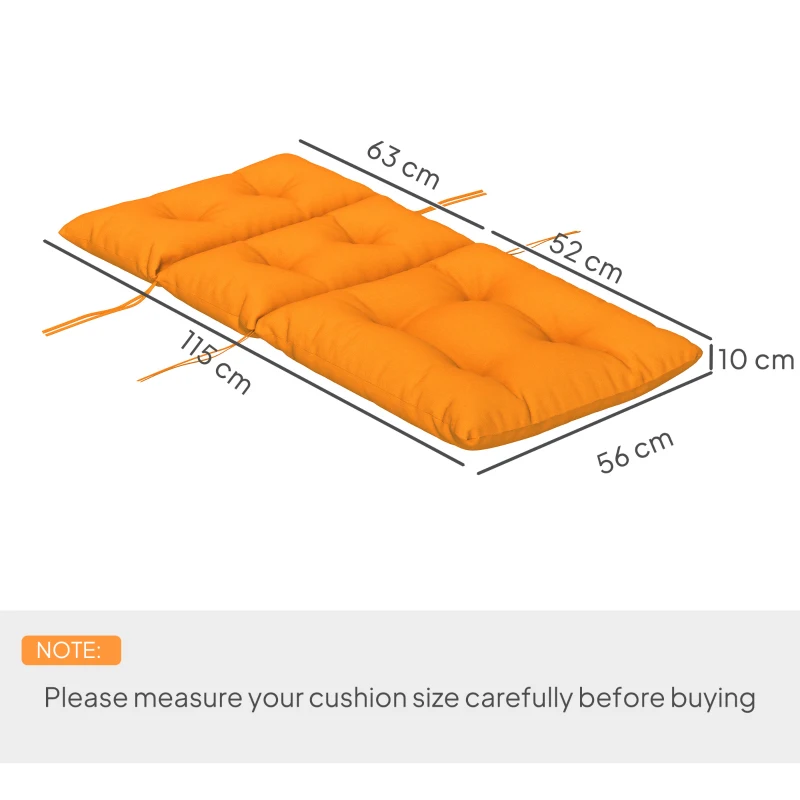 Best 115 x 56cm Rocking Chair Padded Seat Cushion - Orange - Image 3