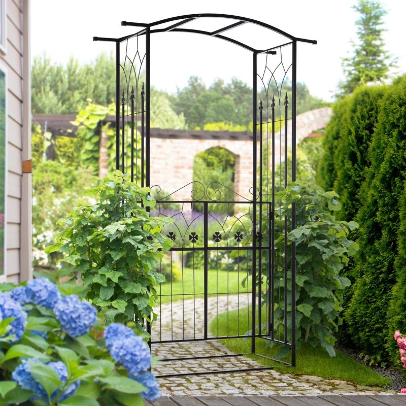 Best Garden Outdoor Entrance Arch with Door Outdoor Patio Decoration for Rose Trellis Arbour Climbing Plant 131L x 49W x 200Hcm - Image 16