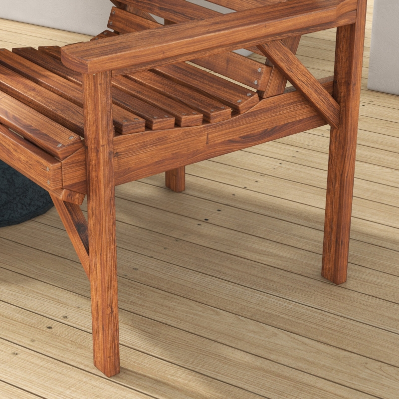 Best Wooden Garden Love Seat w/ Coffee Table Umbrella Hole, Tan Brown - Image 9