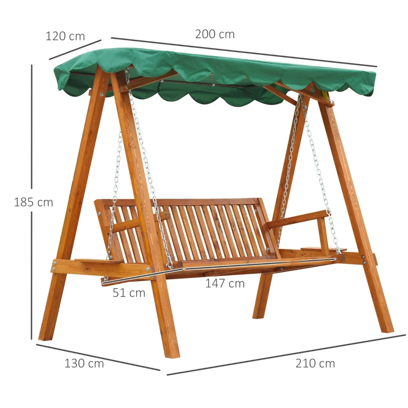 Best 3-Seater Pinewood Swing Chair-Green - Image 3