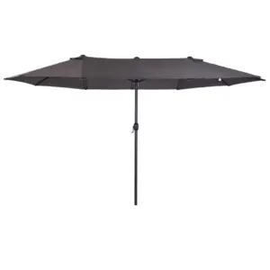 Best 4.6m Garden Parasol Double-Sided Sun Umbrella Patio Market Shelter Canopy Shade Outdoor Grey