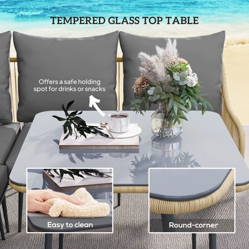 Best Six-Piece Rattan Strong Garden Sofa Set - Brown/Grey - Image 6