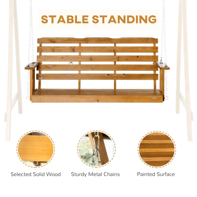 Best 3 Seater Garden Swing Seat Swing Chair Outdoor Wooden Swing Bench Hammock with Adjustable Canopy - Image 6