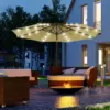 Best 2.7m Patio Garden Umbrella Outdoor Parasol with Tilt Crank and 24 LEDs Lights (Brown) - Image 2