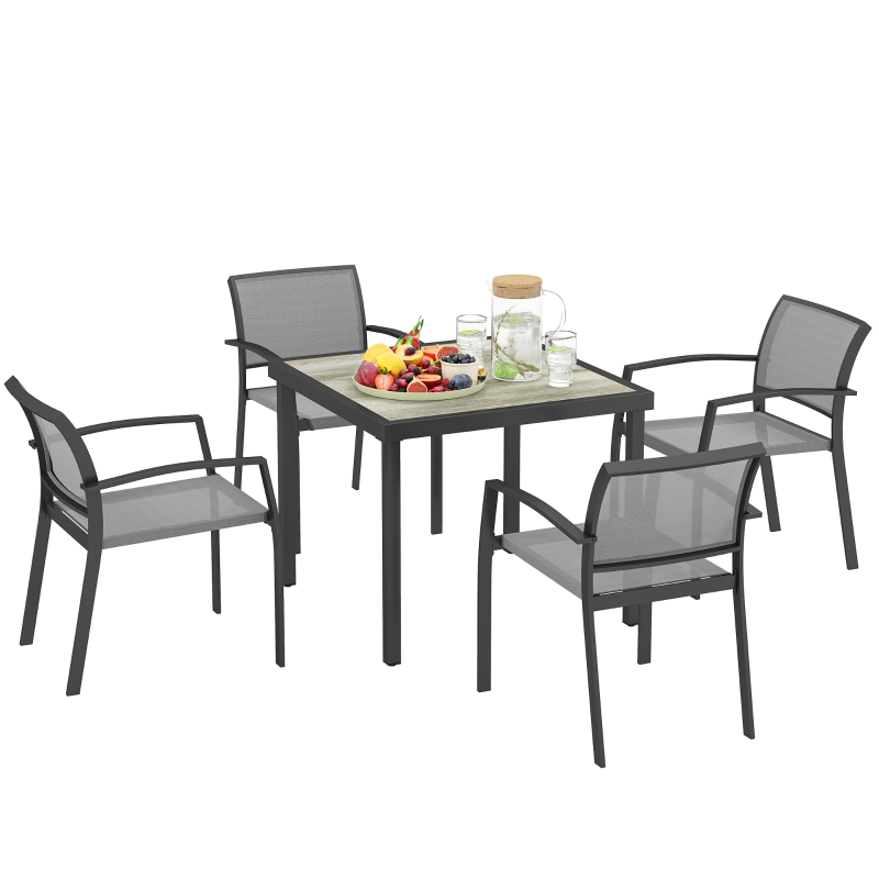 Best Five-Piece Outdoor Garden Dining Set - Grey - Image 11