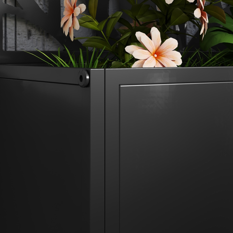 Best Outdoor Metal Planter, with Back Trellis - Black - Image 9