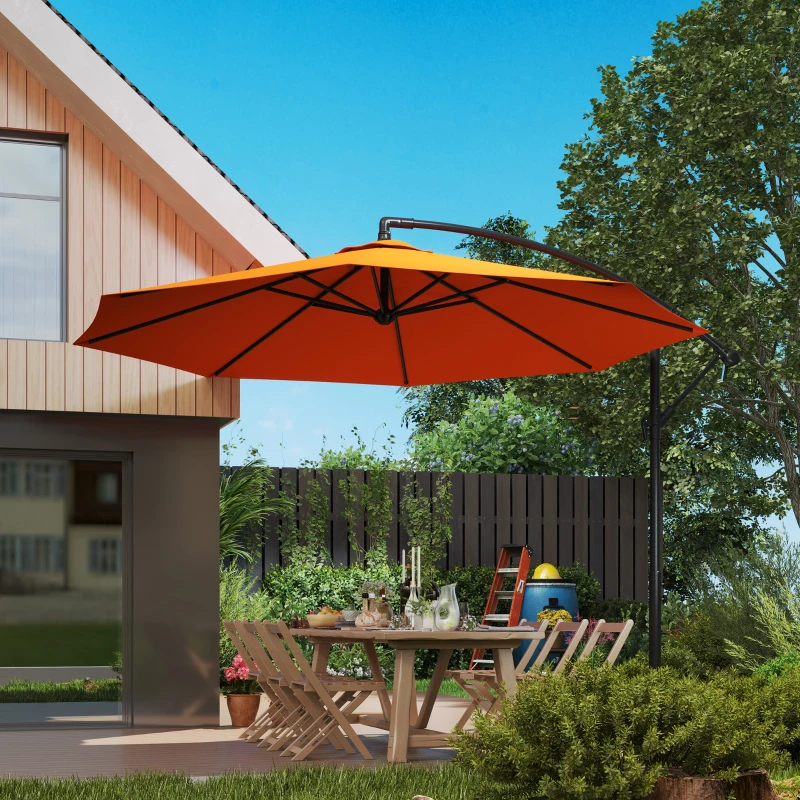 Best 3(m) Overhanging Parasol, with Base - Orange - Image 8