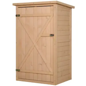Best Wooden Small Shed, Garden Storage Shed with Shelves and Bolt Latch, 75L x 56W x115H cm, Natural