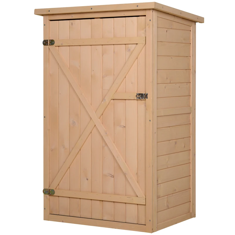 Best Wooden Small Shed, Garden Storage Shed with Shelves and Bolt Latch, 75L x 56W x115H cm, Natural