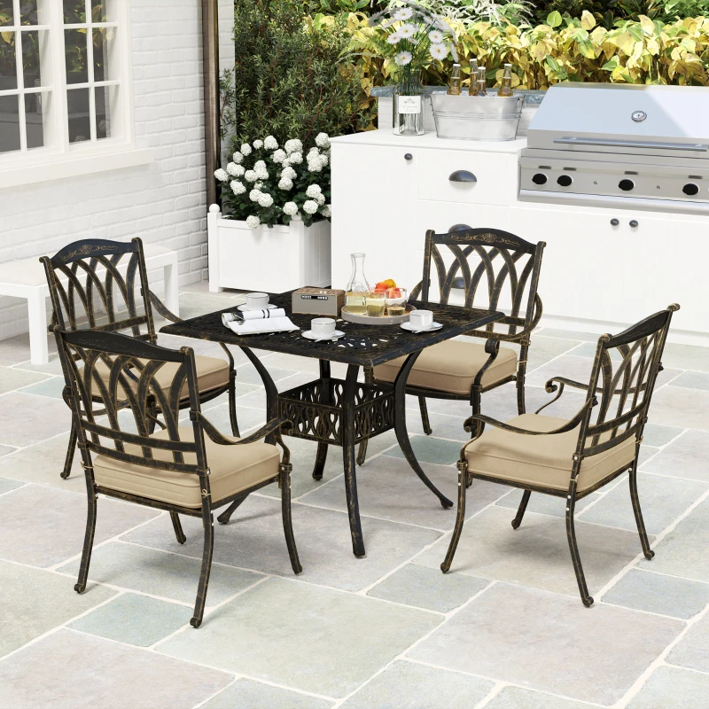 Best Five-Piece Cast Aluminium Garden Dining Set - Bronze Tone - Image 8