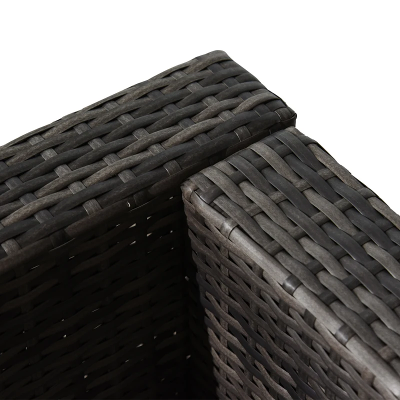 Best 3 Pieces Rattan Bistro Set, Wicker Garden Furniture Set with Glass Top Coffee Table and Chairs, Thickened Washable Cushions for Outdoor, Patio, Balcony, Grey - Image 7