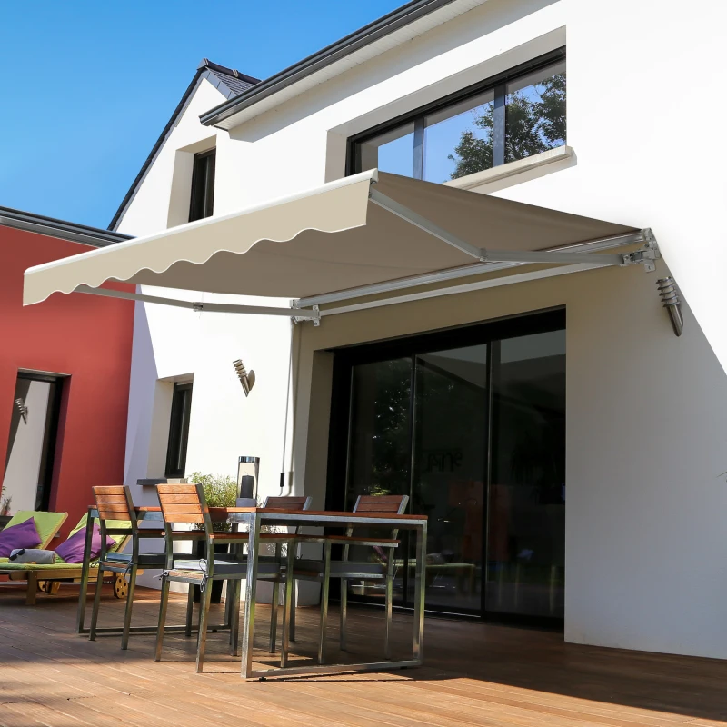Best 2.5x2 m Manual Retractable Awning-Beige Canopy/White Frame - Image 2