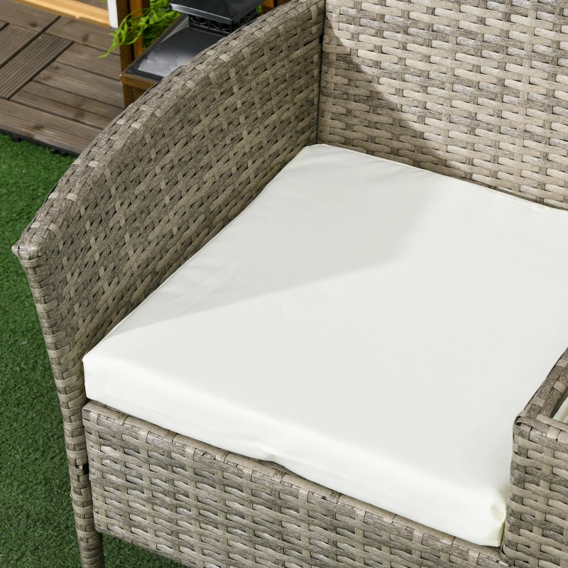 Best Two-Seat Rattan Chair, with Middle Table - Grey - Image 8
