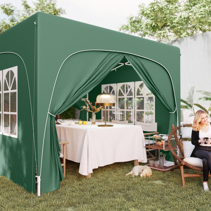 Best 3 x 3m Pop-Up Gazebo Shelter, with Accessories - Dark Green - Image 9