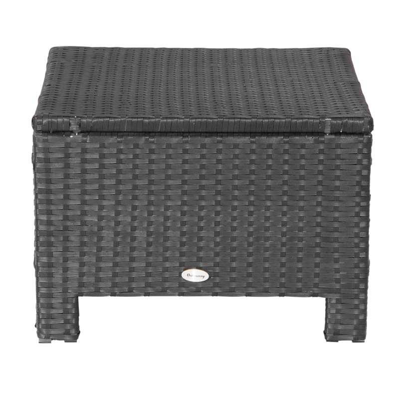 Best Rattan Footstool Wicker Ottoman with Padded Seat Cushion Outdoor Patio Furniture for Garden Poolside Living Room, 50 x 50 x 35 cm, Black - Image 9