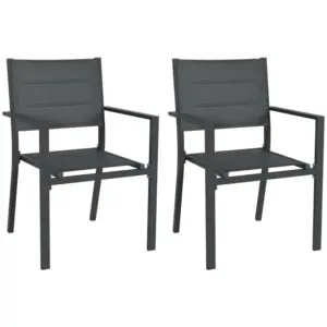 Best Set of Two Aluminium Stacking Garden Chairs - Dark Grey