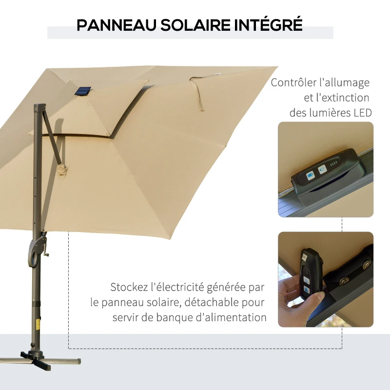 Best 3 x 3(m) Aluminium Sun Square Canopy Top w/ Adjustable Pole Angle Khaki - Image 6