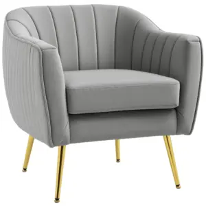 Best Velvet-Feel Shell Back Accent Chair - Grey