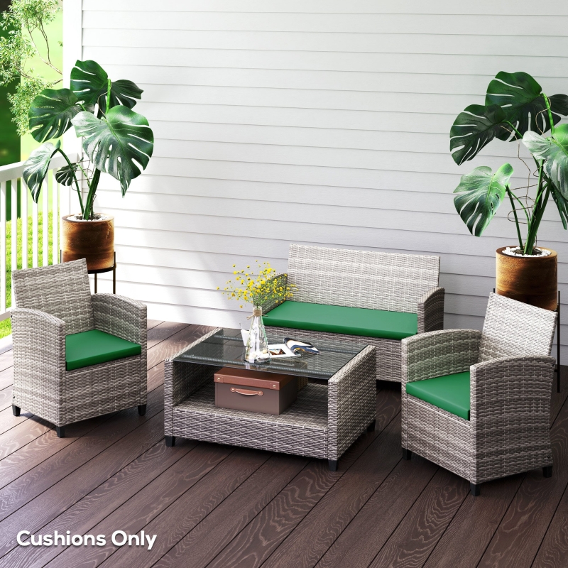 Best Outdoor Seat Cushion Pads for Rattan Furniture, 3 PCs Garden Furniture Cushions, Green - Image 10