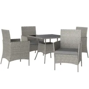 Best Five-Pieces Rattan Dining Set - Light Grey