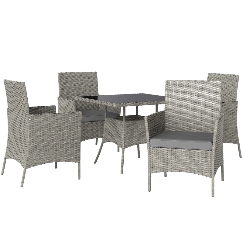 Best Five-Pieces Rattan Dining Set - Light Grey