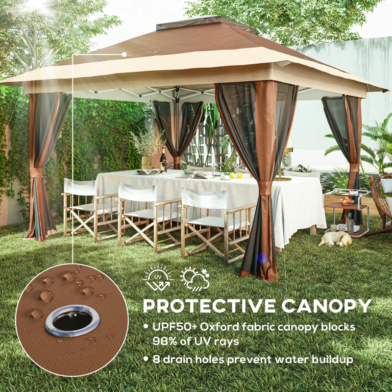 Best 3.6 x 3.6m Pop-Up Gazebo, with Accessories - Brown - Image 6