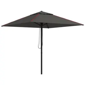 Best 215cm Square Canopy Parasol, with Contrast Piping - Grey/Red