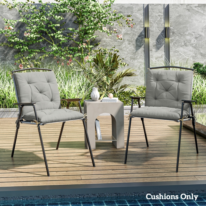 Best Set of Two Outdoor Seat Cushions - Light Grey - Image 10