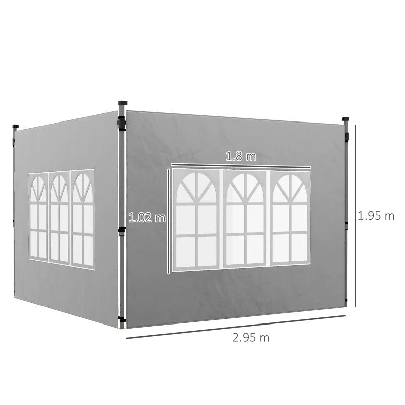 Best Gazebo Side Panels, Sides Replacement with Window for 3x3(m) or 3x4m Pop Up Gazebo, 2 Pack, Grey - Image 3
