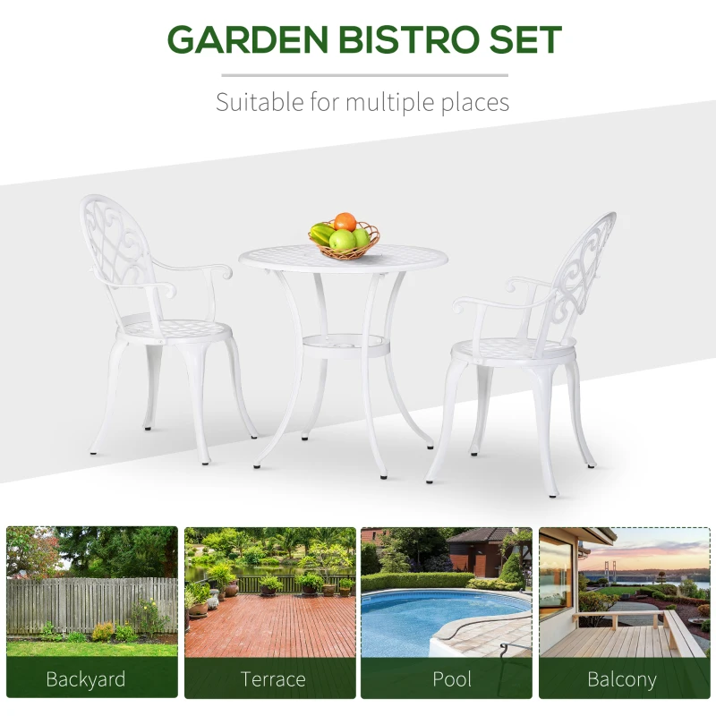 Best Three-Piece Elegant Aluminium Garden Set - White - Image 6