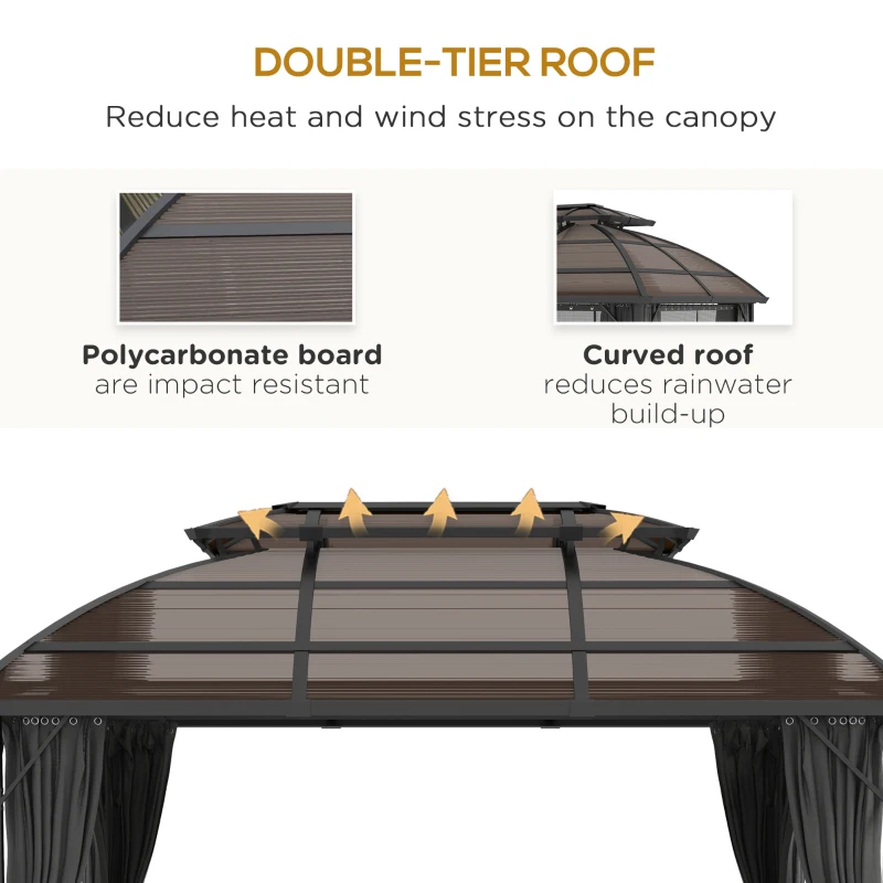 Best 4 x 3m Aluminium Frame Hard Gazebo, with Accessories - Brown - Image 4