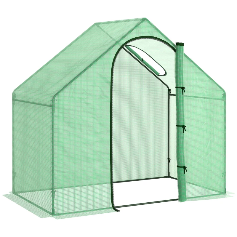 Best Walk In Mini Greenhouse Garden Outdoor Flower Planter Steel Frame w/ Zipped Door & Window, PE Cover, 180 x 100 x 168CM, Green