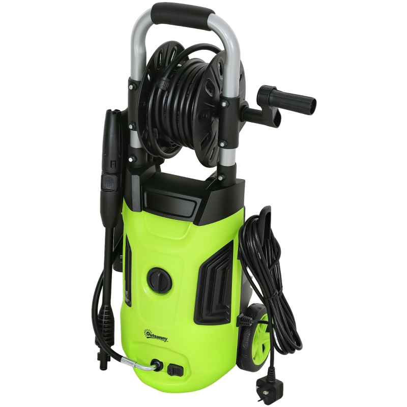 Best 1800W High Pressure Washer, 150 Bar Pressure, 420 L/h Flow, Portable Power Washer Jet Wash Cleaner with Adjustable Nozzle, 6M Hose, Hose Reel, Steel Handle for Home Patio Car Driveway, Green - Image 11