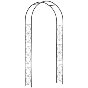 Best Vintage Style Steel Garden Patio Outdoor Arbor & Trellis Arch Support For Vines & Climbing Plants Decoration - Black 2.3H m