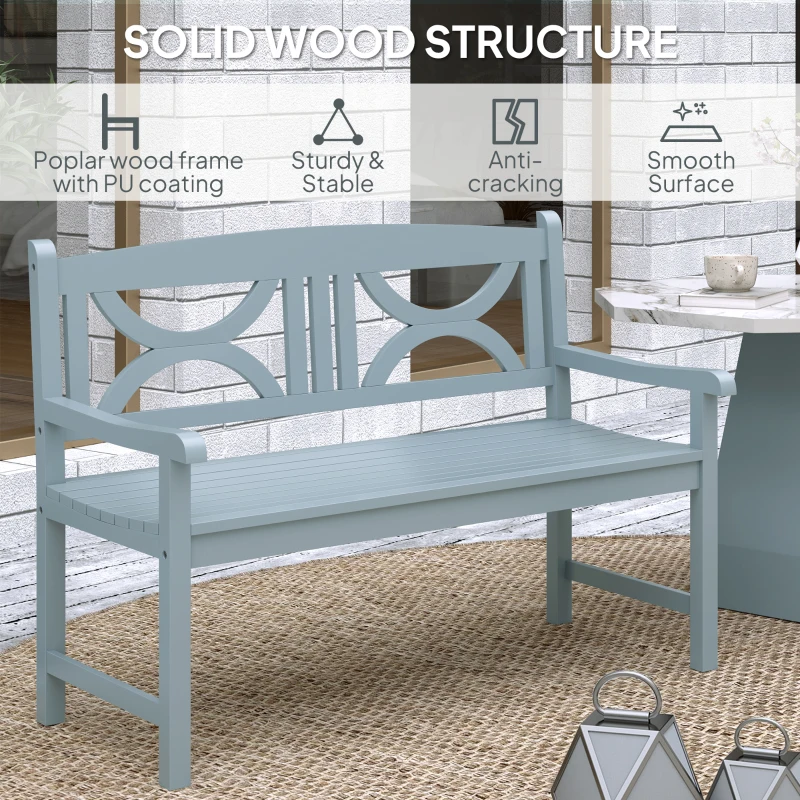 Best 2-Seater Wooden Garden Bench Outdoor Patio Loveseat for Porch, Grey - Image 6