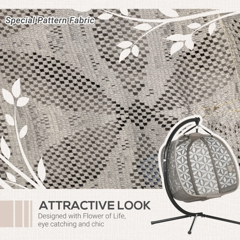 Best Outdoor Double Hanging Chair with Cushion and Cup Holders, Sand Brown - Image 4