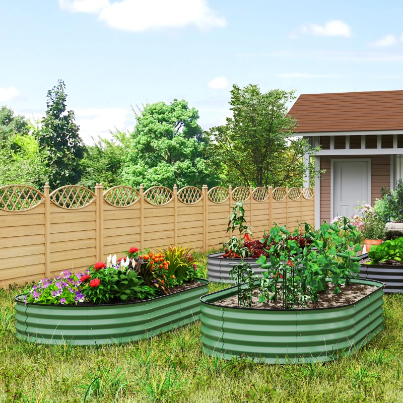 Best Set of Two 181 x 93cm Steel Planters - Green - Image 2