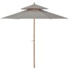 Best 2.7m Elegant Wooden Frame Parasol Umbrella - Grey - Image 19