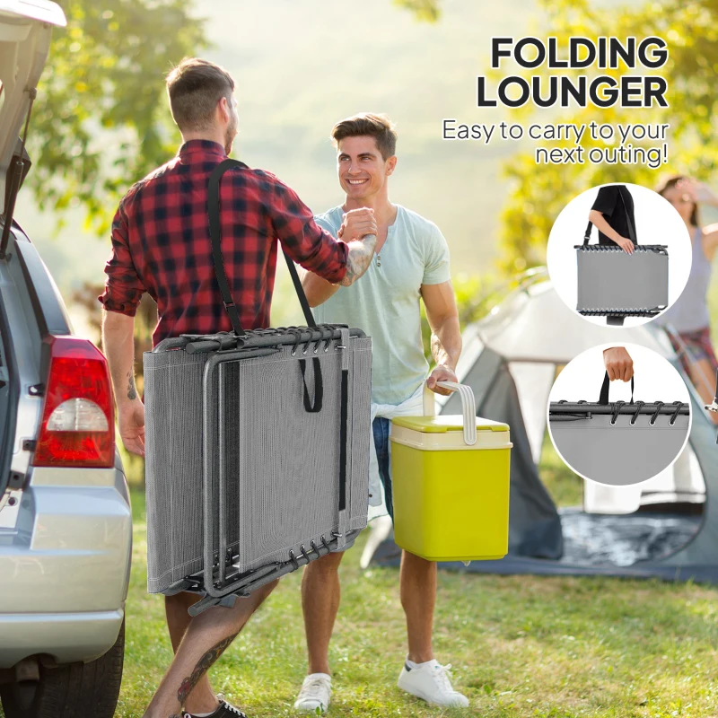 Best Five-Position Reclining Sun Lounger - Grey - Image 7