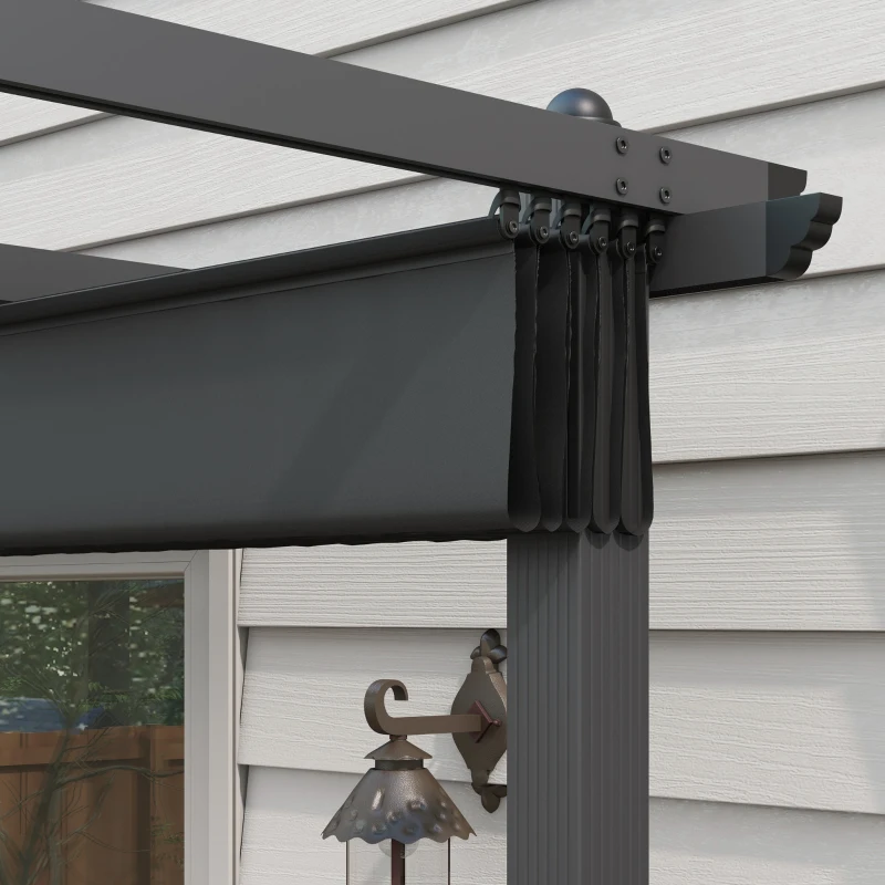 Best 3 x 4m Aluminium Pergola, with Retractable Roof - Dark Grey - Image 8