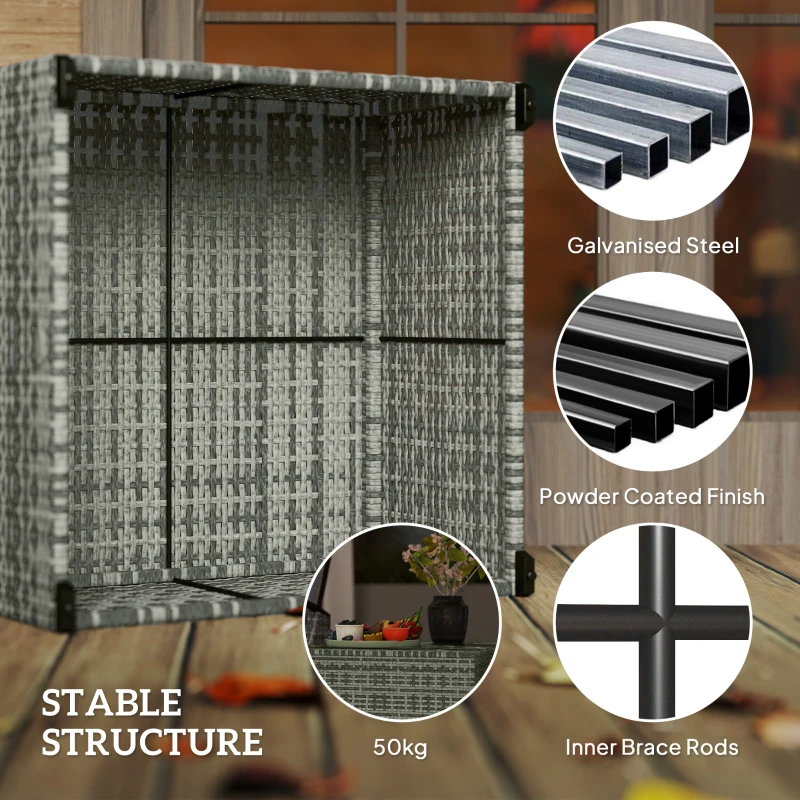 Best 62 x 62cm Glass-Top Rattan Side Table - Light Grey - Image 6