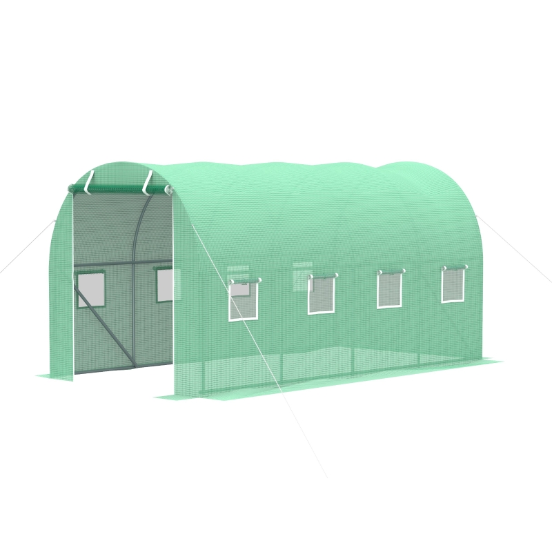 Best Walk-in Polytunnel Greenhouse, Outdoor Garden Tunnel Greenhouse Tent with Zipped Roll-Up Door and 8 Mesh Windows, 4 x 2M - Image 13