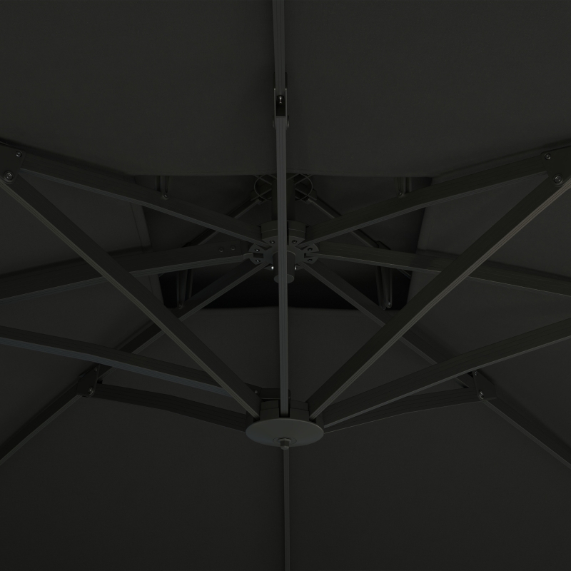 Best 3m Thick Fabric Cantilever Garden Parasol, with Cross Base - Grey - Image 9