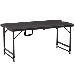 Best Foldable Patio Dining Table for 4, Height Adjustable Outdoor Table for Garden, Lawn, Dark Grey