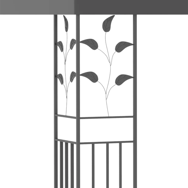 Best 3 x 3m Outdoor Steel Gazebo with 2 Tier Roof, Garden Gazebo Patio Canopy Marquee Shelter with Decorative Steel Frame - Grey - Image 7